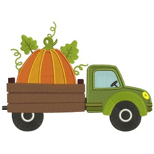 Dump Truck With Pumpkin Filled Machine Embroidery Design Digitized Pattern